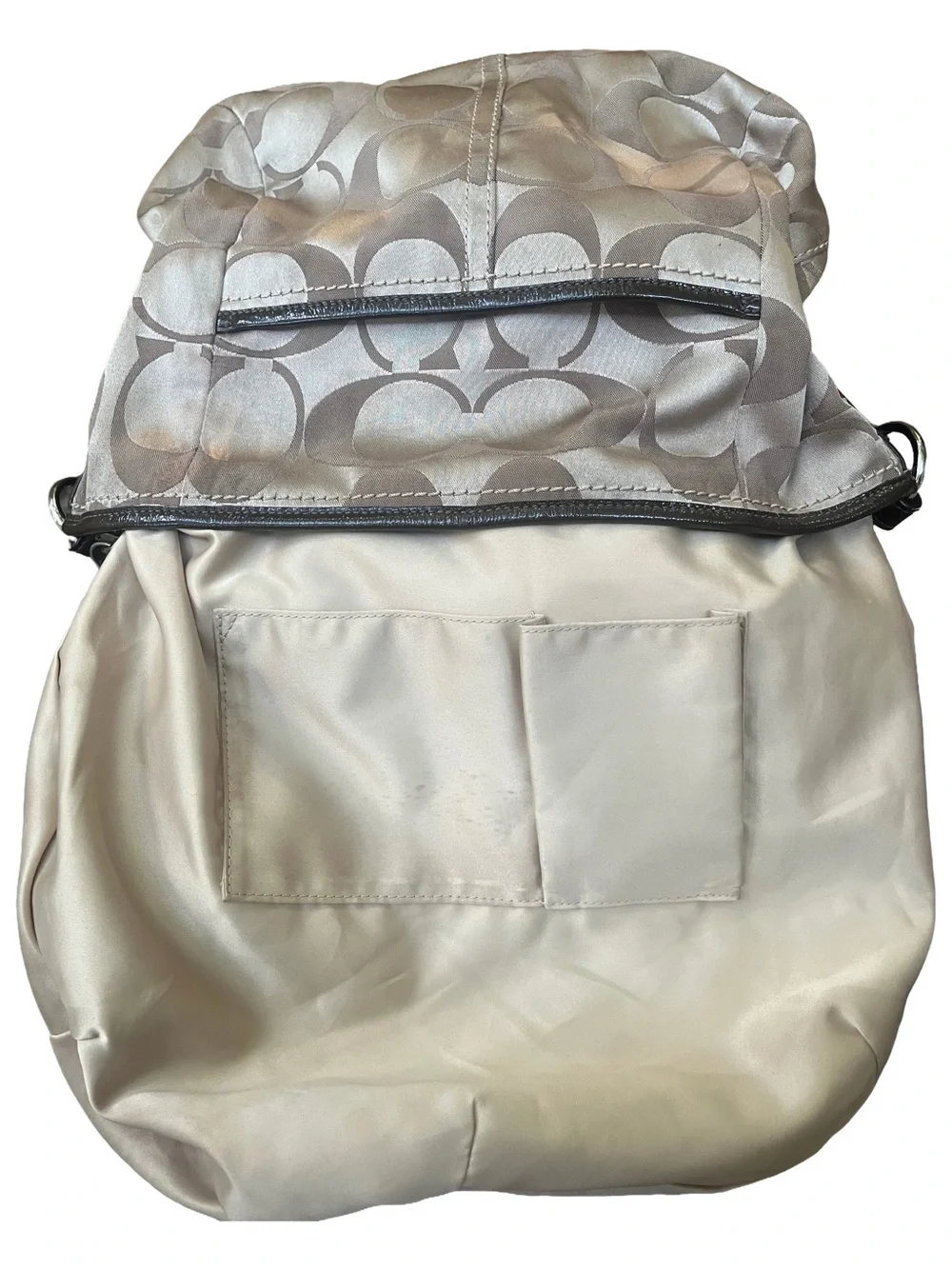 Coach Khaki and Brown Signature Jacquard Hobo
